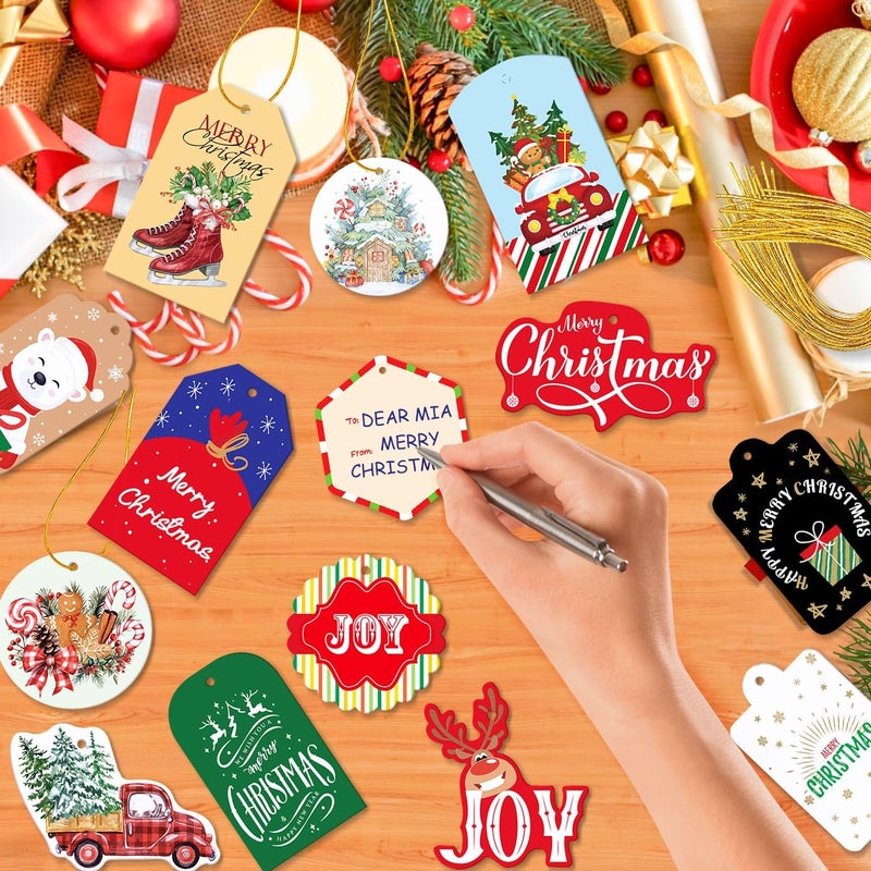 Nimbbex 72Pcs Christmas Gift Tags with String, Gift Tags for Christmas Presents, Christmas Tags for Gifts DIY Christmas Holiday Gift Wrapping and Candy Bag Packaging，24 Styles - Image 2